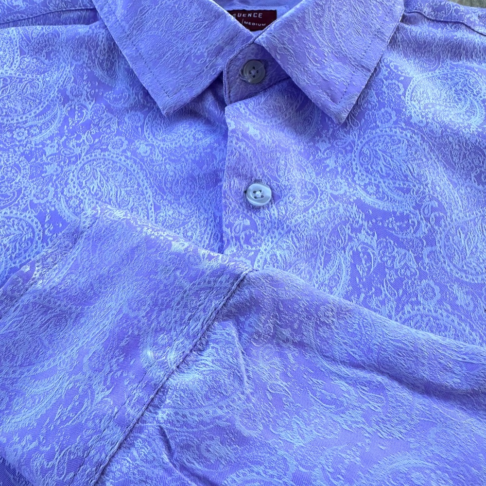 Lavender Shirt oriental pattern Size M